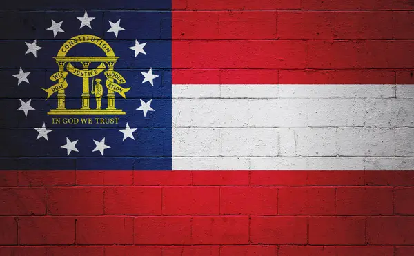 Flagge Georgiens Auf Eine Wand Aus Schlackenblöcken Gemalt — Stockfoto