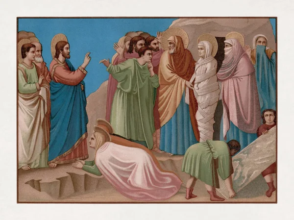Lázár Felemelkedése Fresco Festette Giotto Bondone Században — Stock Fotó