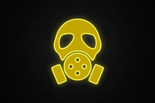 Neon light shaped into Gas mask.