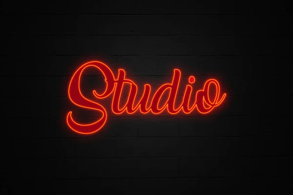 Červené Neonové Světlo Tvaru Slova Studio — Stock fotografie
