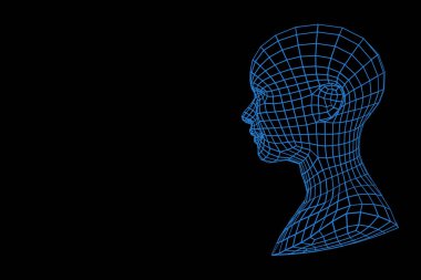 Üç boyutlu bir kadın yüzü görüntüsü..