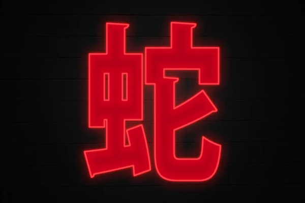 Çin Burcunun Yılan Sembolü Şeklinde Neon Işığı — Stok fotoğraf