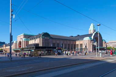 Helsinki, Finlandiya - 18 Haziran 2019: Helsinki Tren İstasyonu.