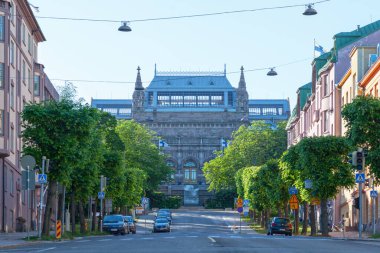 Turku, Finlandiya - 21 Haziran 2019: Turku Sanat Müzesi mimaride romantik milliyetçiliğin klasik bir örneğidir.