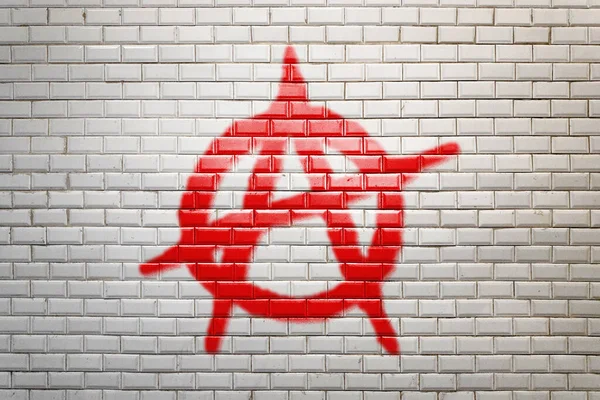 Close Red Anarchy Sign Painted White Faience Wall Paris Metro — Stock Photo, Image