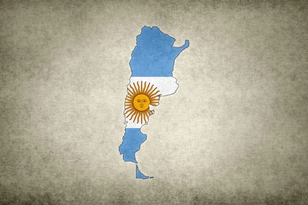 Grunge Mapa Argentina Com Sua Bandeira Impressa Dentro Sua Fronteira — Fotografia de Stock