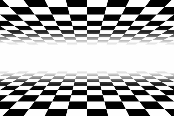 Zwart Wit Dubbel Dambord Met Verdwijnpunt — Stockfoto
