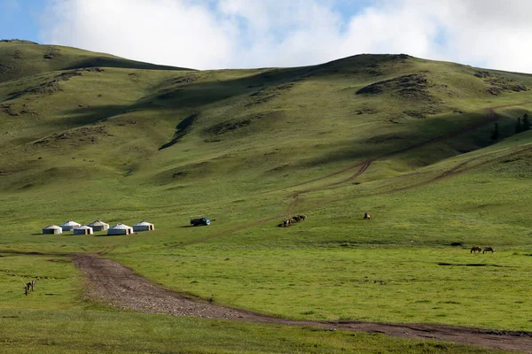 Ger Tradizionale Nella Valle Dell Orkhon Mongolia Centrale — Foto Stock