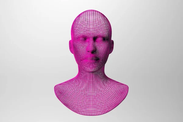 Three Dimensional Mesh Image Woman Face Front View — Stock Photo, Image