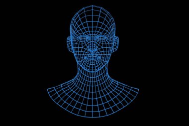 Üç boyutlu bir kadın yüzü görüntüsü.