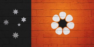 Kuzey bölgesinin bayrağı tuğla bir duvara boyanmış..