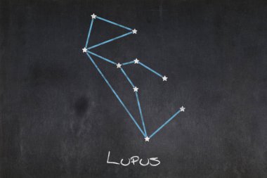 Ortasında Lupus takımyıldızı olan karatahta.