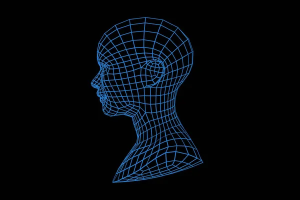 Three Dimensional Mesh Image Woman Face Side View — Stock Photo, Image