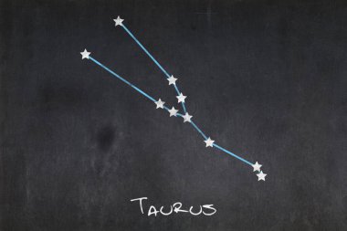 Ortasında Taurus takımyıldızı olan karatahta.