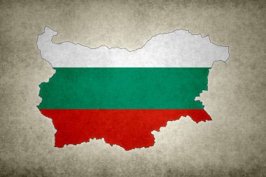 Sınırı içinde bayrağı eski bir kağıda basılmış Grunge haritası.