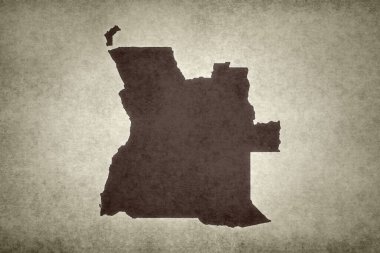 Angola 'nın Grunge haritası eski bir kağıda basıldı.