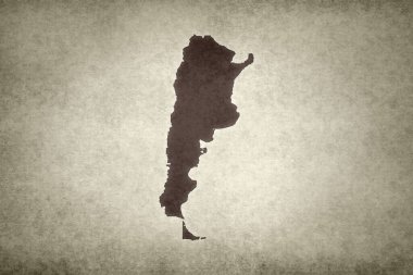 Grunge Arjantin haritası eski bir kağıda basıldı.