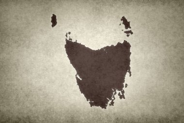 Grunge Tazmanya (Avustralya) haritası eski bir kağıda basıldı.