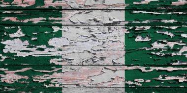 Nijerya bayrağı grunge ahşap bir tahtaya boyanmış..