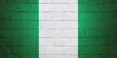 Duvara boyanmış Nijerya bayrağı.