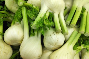 Bir market tezgahında satılık bir yığın Florence rezene ampulü..