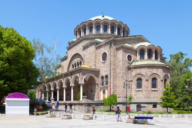 Sofya, Bulgaristan - 18 Mayıs 2019: St. Kyriaki Katedrali süslü, kubbeli bir Ortodoks kilisesidir..