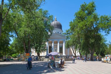 Odessa, Ukrayna - 01 Temmuz 2018: Odessa 'daki Şekil Değiştirme Katedrali Kurtarıcının Dönüşümü' ne adanmış ve ait olan Ortodoks Katedrali 