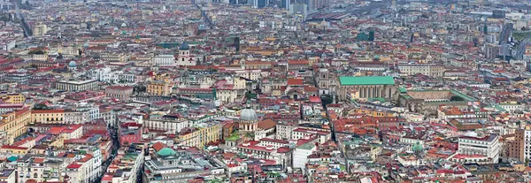 stock image Aerial view of Naples centered on the Basilica dello Spirito Santo but also on the Basilica of Santa Chiara, the Santissima Trinit dei Pellegrini, the church of St. Nicholas the Charitable, the church of Santa Maria Donnalbina...