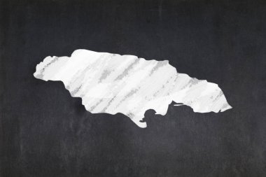 Ortasına Jamaika haritası çizilmiş karatahta.