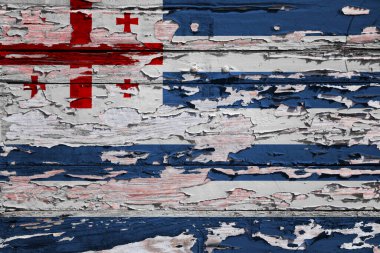 Flag of Adjara painted on a grunge wooden board. clipart