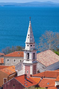 Bell tower of the St. Francis church and convent (Croatian: Convento di S. Francesco) in the old town Zadar, Croatia. clipart