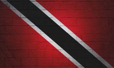 Trinidad ve Tobago bayrağı tuğla bir duvara boyanmış..