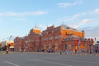 Kazan, Rusya - 10 Temmuz 2018: Kazan-Passazhirskaya Tataristan 'ın başkentinde bir tren istasyonudur..