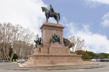 Rome, Italy - March 17 2018: The equestrian monument dedicated to Giuseppe Garibaldi is an imposing equestrian statue placed on the highest point of the Janiculum hill on the square Piazza Garibaldi. It was released by Emilio Gallori in 1895, and has clipart
