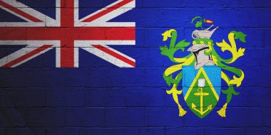 Flag of the Pitcairn Islands painted on a cinder block wall. clipart