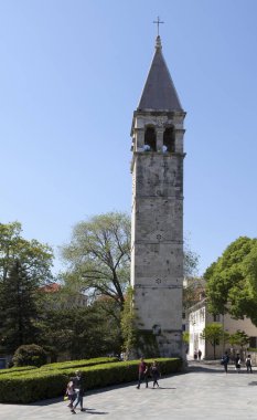 Split, Croatia - April 16 2019: Bell tower of the Chapel of the Holy Arnir in the old town. clipart