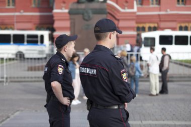 Moskova, Rusya - Temmuz 07 2018: Polis, İçişleri Bakanlığı bünyesinde faaliyet gösteren Rusya 'daki federal yasa uygulama teşkilatıdır..