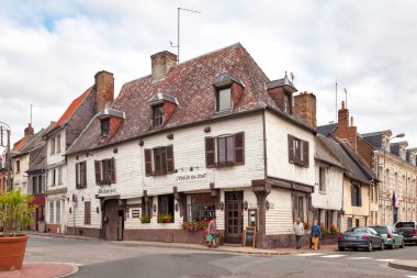 Abbeville, France - September 12 2020: Former sixteenth century inn completely restored now housing the restaurant 