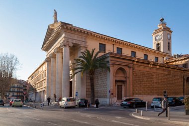 Nice, Fransa - 26 Mart 2019: Notre-Dame-du-Port Kilisesi, aynı zamanda 