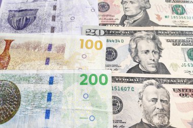 Danimarka Kroneri ve Amerikan Doları 'na yakın çekim.