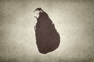 Sri Lanka 'nın Grunge haritası eski bir kağıda basıldı.