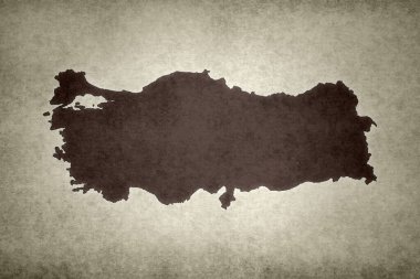 Grunge Türkiye haritası eski bir kağıda basıldı.