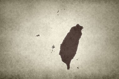 Grunge Tayvan haritası eski bir kağıda basıldı.