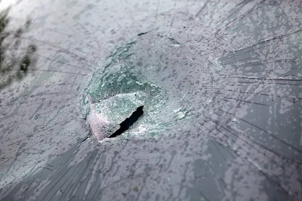 stock image A stone impact shattered a car's windscreen after travelling several metres at 106mph during Storm Ciaran.