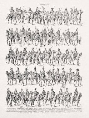 19. yüzyılın sonlarındaki Fransızca sözlükteki süvariler hakkında bir resim..