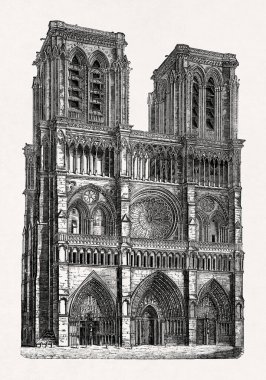 Notre-Dame de Paris cephesini temsil eden gravür..