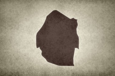 Grunge Svaziland haritası eski bir kağıda basılmış.