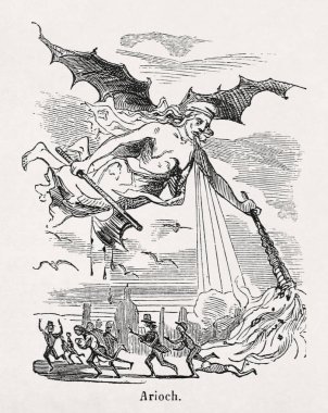 Arioch by Louis Le Breton made in 1863 for the Dictionnaire infernal writen by Jacques Collin de Plancy. He is the demon of vengeance, according to some demonographers; different from Alastor, and concerned only with the particular vengeances of thos clipart