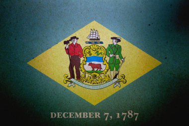 Delaware bayrağı kağıda basıldı.