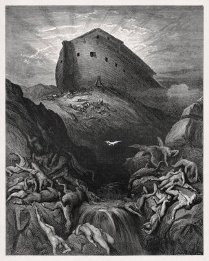 Kutsal İncil 'in yeni baskısını resmetmek için Gustave Dore tarafından 1866' da Nuh 'un Gemisi' nden gönderilen güvercini resmediyorum..